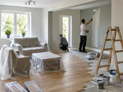 Wohnzimmer während der Renovierung (Beispielfoto)